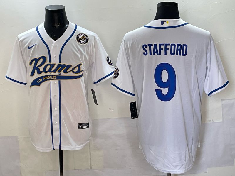 Men 2025 Los Angeles Rams 9 Stafford white Joint Name Nike Limited NFL Jersey style 005